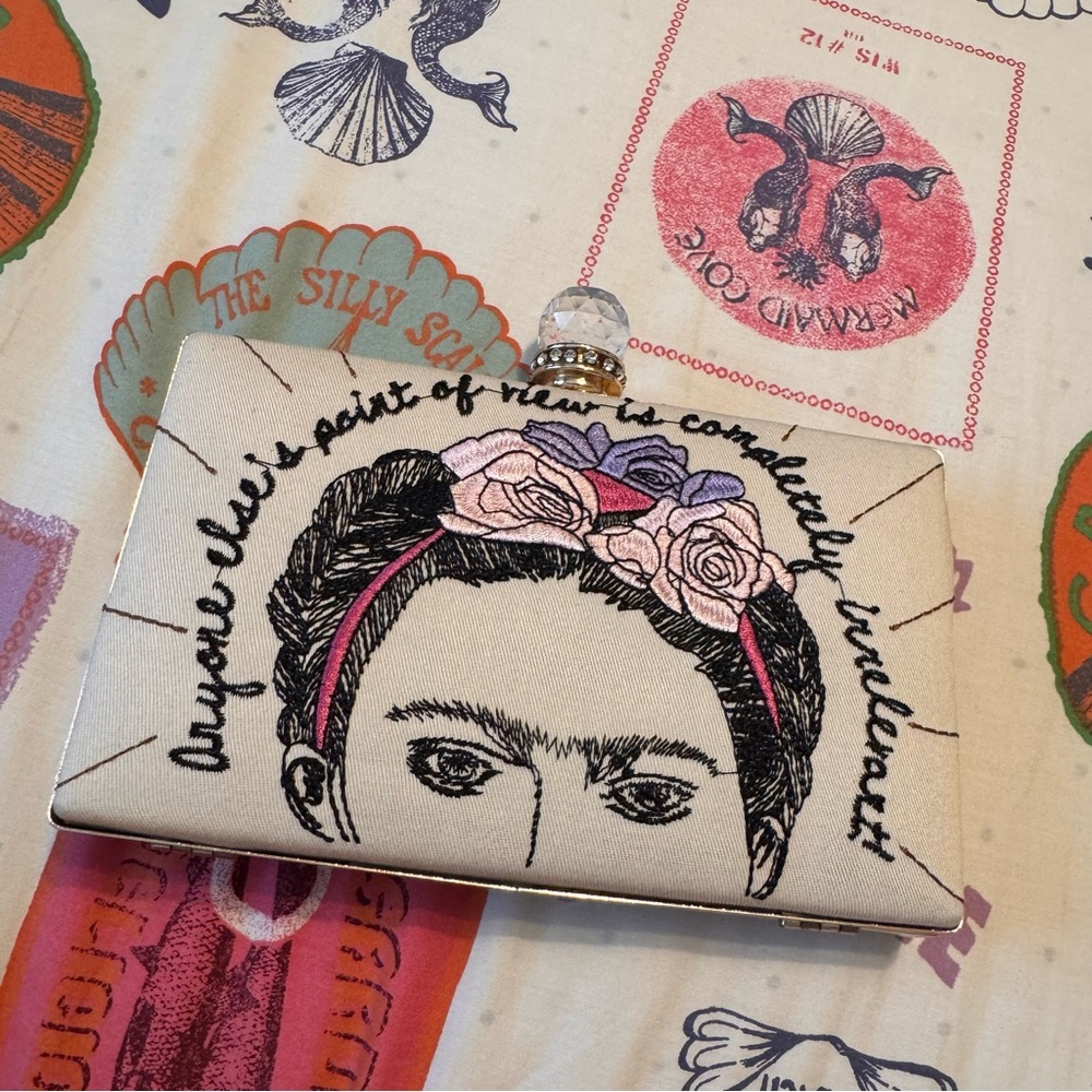 Frida Embroidered Clutch with Floral Design